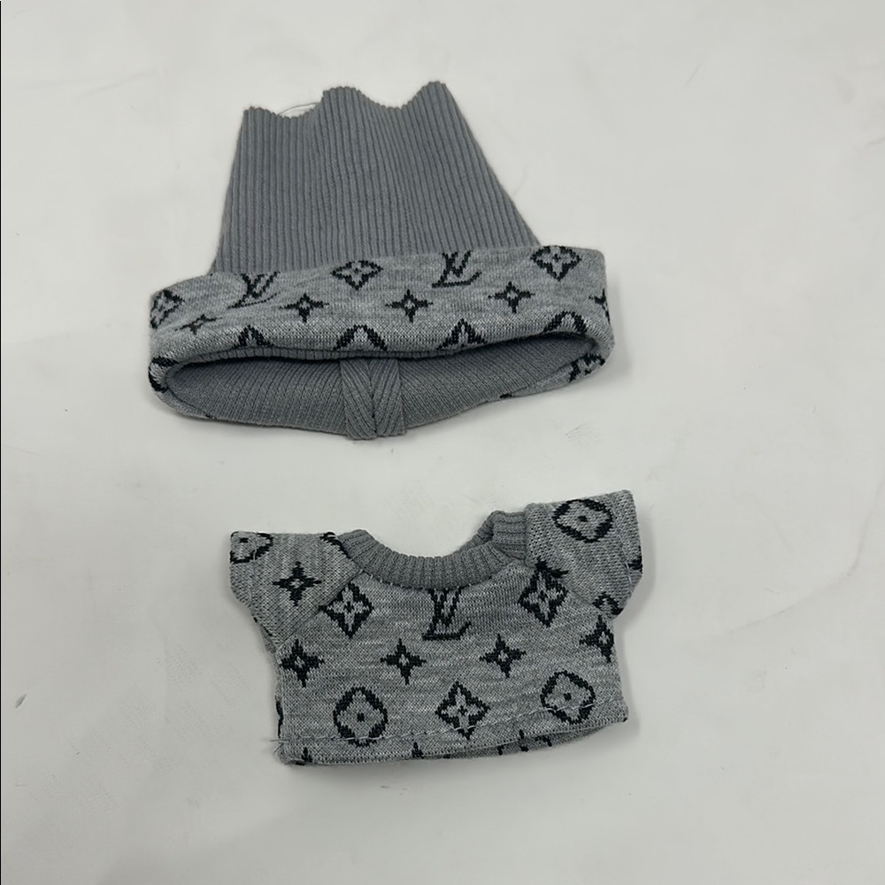 Gray labubu sweater and beanie